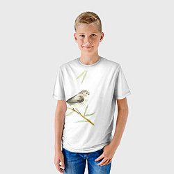 Футболка детская Воробей акварель, цвет: 3D-принт — фото 2