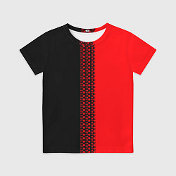 Футболка детская Чёрно-красный двуцветный с полосой посередине, цвет: 3D-принт