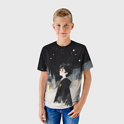 Футболка детская Гарри Поттер в черной мантии, цвет: 3D-принт — фото 2