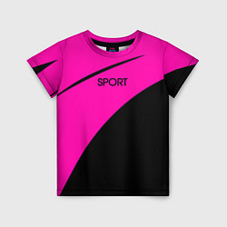 Футболка детская Sport розово-чёрный, цвет: 3D-принт