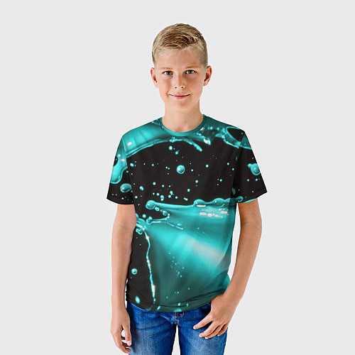 Детская футболка Разрыв голубой краски / 3D-принт – фото 3