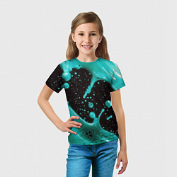 Футболка детская Голубая краска и капли, цвет: 3D-принт — фото 2