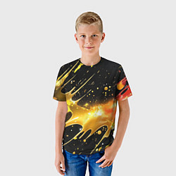Футболка детская Оранжевая краска на черном, цвет: 3D-принт — фото 2