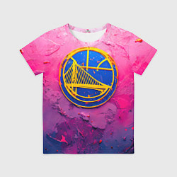 Футболка детская Голден Стэйт Уорриорз в розовом, цвет: 3D-принт