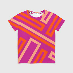 Футболка детская Прямоугольники по диагонали-фиолетовый, оранжевый, цвет: 3D-принт