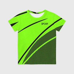 Футболка детская Sport ярко-зелёный с чёрным точечный, цвет: 3D-принт