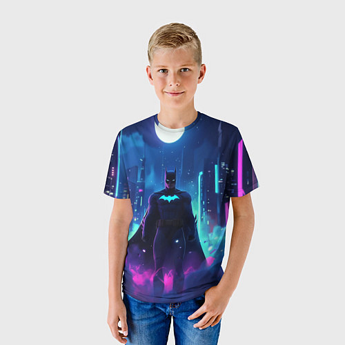 Детская футболка Бэтмен неоновый город / 3D-принт – фото 3