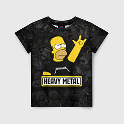 Футболка детская Heavy metal Гомер симпсон, цвет: 3D-принт