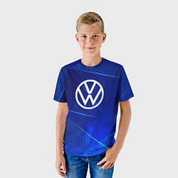 Футболка детская Volkswagen blue poly, цвет: 3D-принт — фото 2
