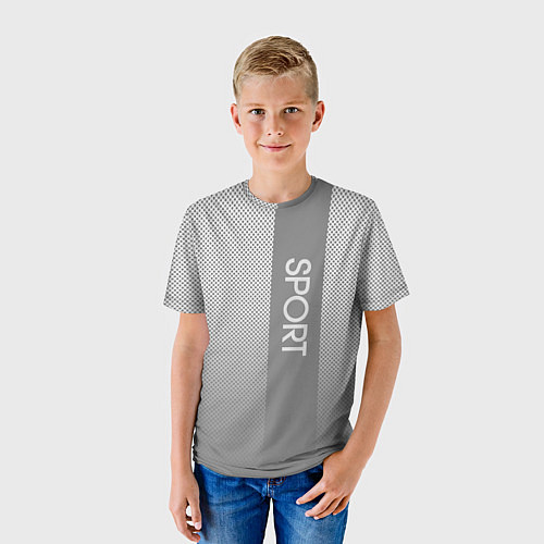 Детская футболка Sport светло-серый с полосой / 3D-принт – фото 3