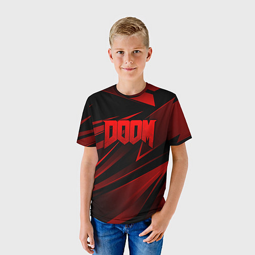 Детская футболка Doom - красная абстракция / 3D-принт – фото 3