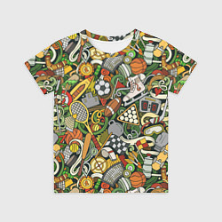 Футболка детская Спортивный инвентарь коллаж, цвет: 3D-принт