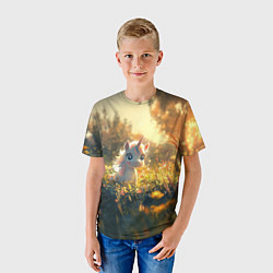 Футболка детская Белая маленькая единорожка, цвет: 3D-принт — фото 2