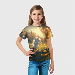 Футболка детская Белая маленькая единорожка, цвет: 3D-принт — фото 2