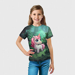 Футболка детская Единорожка с розовой гривой, цвет: 3D-принт — фото 2