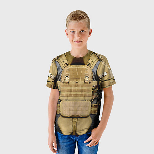 Детская футболка Бронежилет цвета хаки армейский / 3D-принт – фото 3