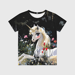 Футболка детская Единорожка с золотыми копытами, цвет: 3D-принт