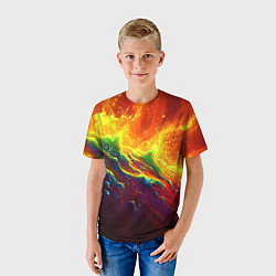 Футболка детская Абстрактные волны с огнем, цвет: 3D-принт — фото 2