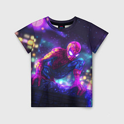 Футболка детская Человек-паук неоновый свет, цвет: 3D-принт