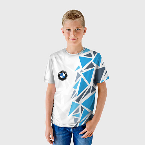 Детская футболка Бмв - фрагментация синяя / 3D-принт – фото 3