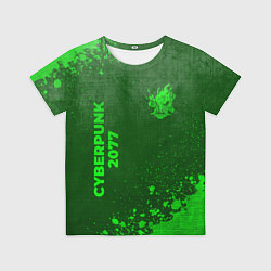 Футболка детская Cyberpunk 2077 - green gradient вертикально, цвет: 3D-принт