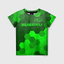 Футболка детская Subaru - green gradient посередине, цвет: 3D-принт