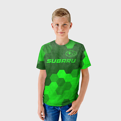 Детская футболка Subaru - green gradient посередине / 3D-принт – фото 3