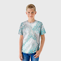 Футболка детская Серо-бирюзовый абстрактный, цвет: 3D-принт — фото 2