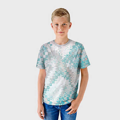 Детская футболка Серо-бирюзовый абстрактный / 3D-принт – фото 3
