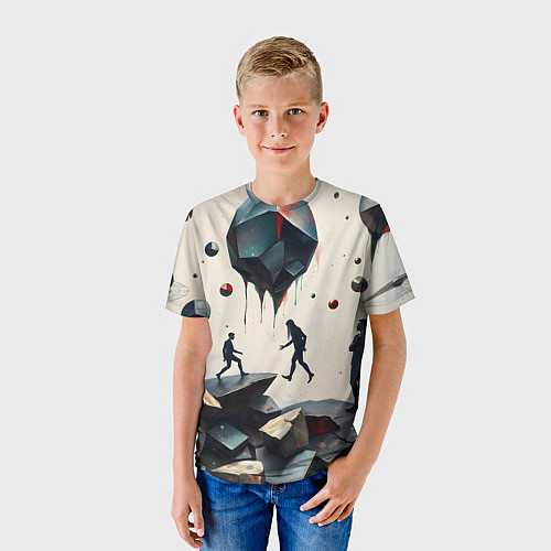 Детская футболка Сюрреалистичные люди и камни / 3D-принт – фото 3