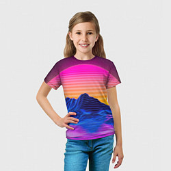 Футболка детская Неоновый закат, цвет: 3D-принт — фото 2