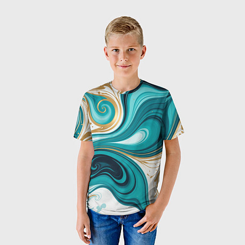 Детская футболка Бирюза и золото / 3D-принт – фото 3