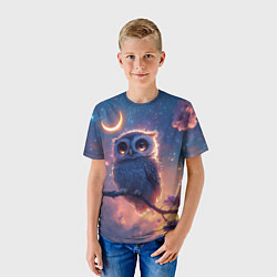 Футболка детская Совушка и полумесяц, цвет: 3D-принт — фото 2