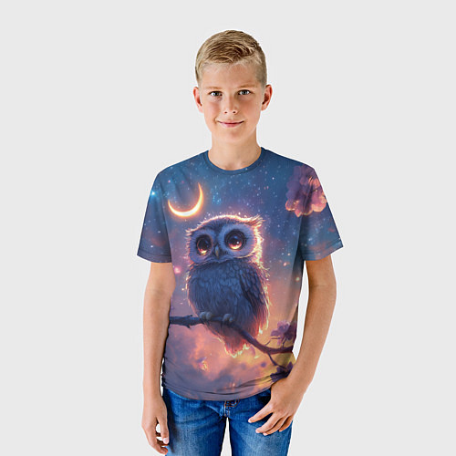Детская футболка Совушка и полумесяц / 3D-принт – фото 3