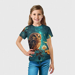 Футболка детская Сова на фоне ночного неба, цвет: 3D-принт — фото 2
