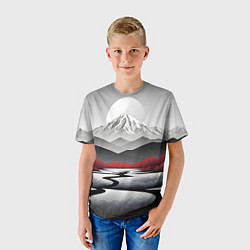 Футболка детская Белые горы и красные деревья, цвет: 3D-принт — фото 2