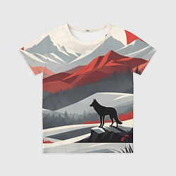 Футболка детская Лиса и красные горы, цвет: 3D-принт