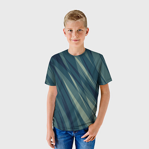 Детская футболка Зеленовато-синий полосы / 3D-принт – фото 3