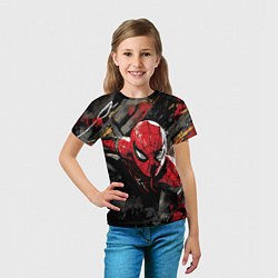 Футболка детская Человек-паук и красная краска, цвет: 3D-принт — фото 2