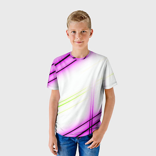 Детская футболка Green white pink line / 3D-принт – фото 3
