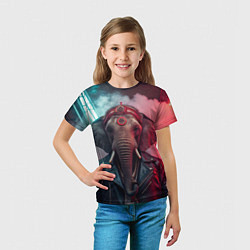 Футболка детская Cyberpunk elephant, цвет: 3D-принт — фото 2
