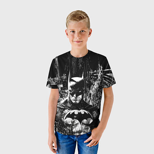 Детская футболка Бэтмен черно-белый стиль / 3D-принт – фото 3