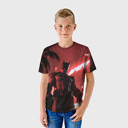 Футболка детская Бэтмен красный ночной город, цвет: 3D-принт — фото 2