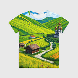 Футболка детская Русская душа и поле, цвет: 3D-принт