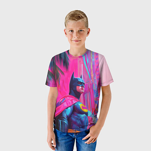 Детская футболка Бэтмен в розовом стиле / 3D-принт – фото 3