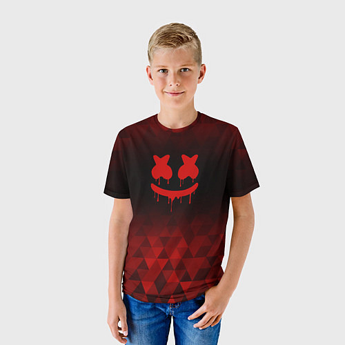 Детская футболка Marshmello red poly / 3D-принт – фото 3