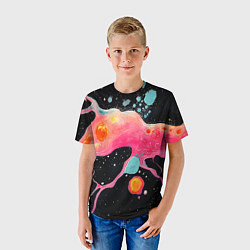 Футболка детская Розовая текстура в черном, цвет: 3D-принт — фото 2
