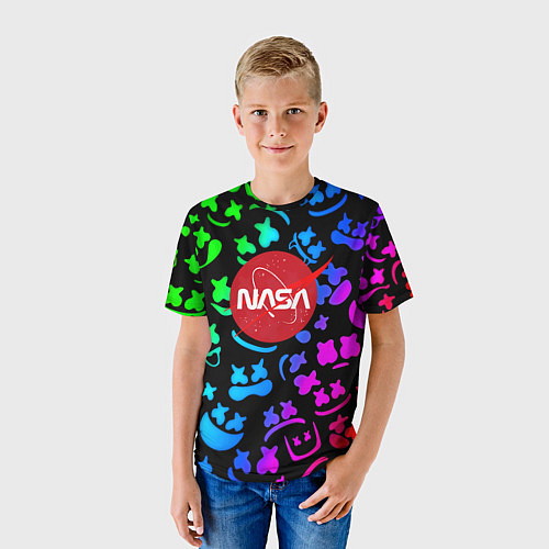 Детская футболка Marshmello x NASA gradient / 3D-принт – фото 3