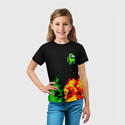 Футболка детская Амонг ас огненная текстура, цвет: 3D-принт — фото 2