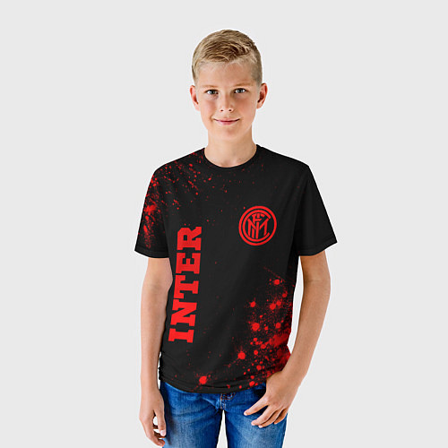Детская футболка Inter - red gradient вертикально / 3D-принт – фото 3